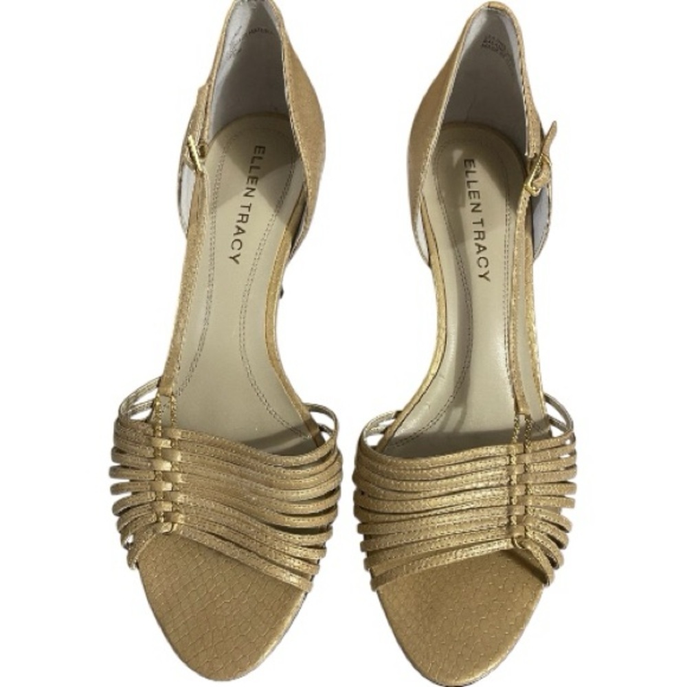 Ellen Tracy Barrett Heels, Strappy, Sz 8.5, High heels 3.25”, Neutral, Leather - Picture 6 of 11